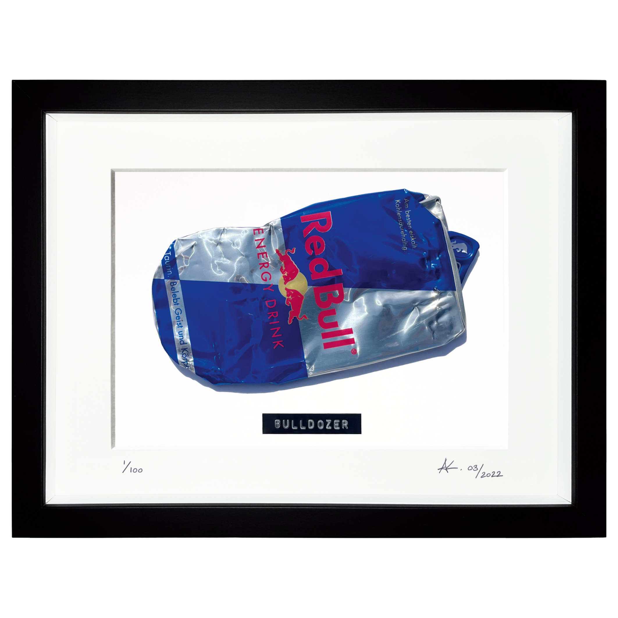 Kunstventil Bulldozer 1 plattgefahrene Red Bull Dose